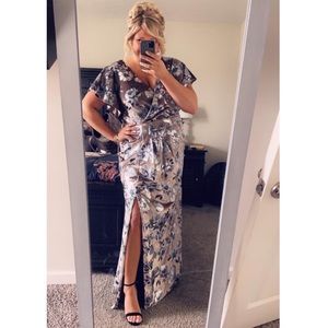 Adrianna Papell foil burn out kimono gown